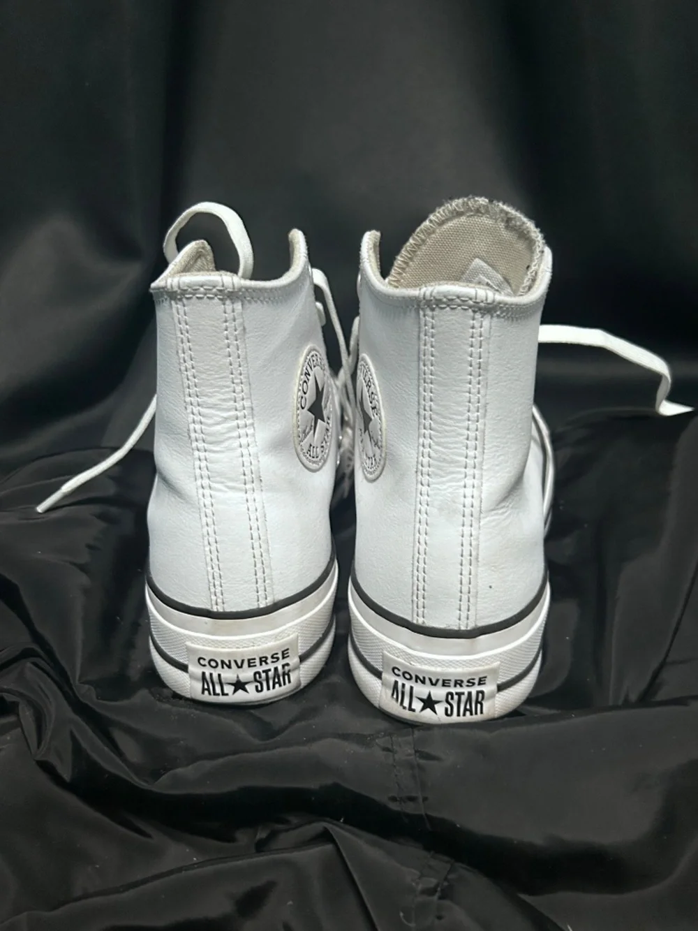 White Leather Platform Chucks 🤍